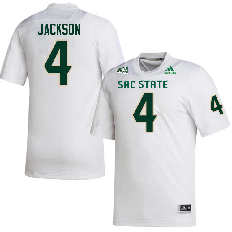 Sacramento State Hornets #4 Nakian Jackson College Football Jerseys Stitched-White